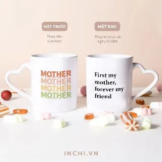 Cốc sứ trắng quai tim tinh tế dành cho ngày của mẹ thêm ý nghĩa
