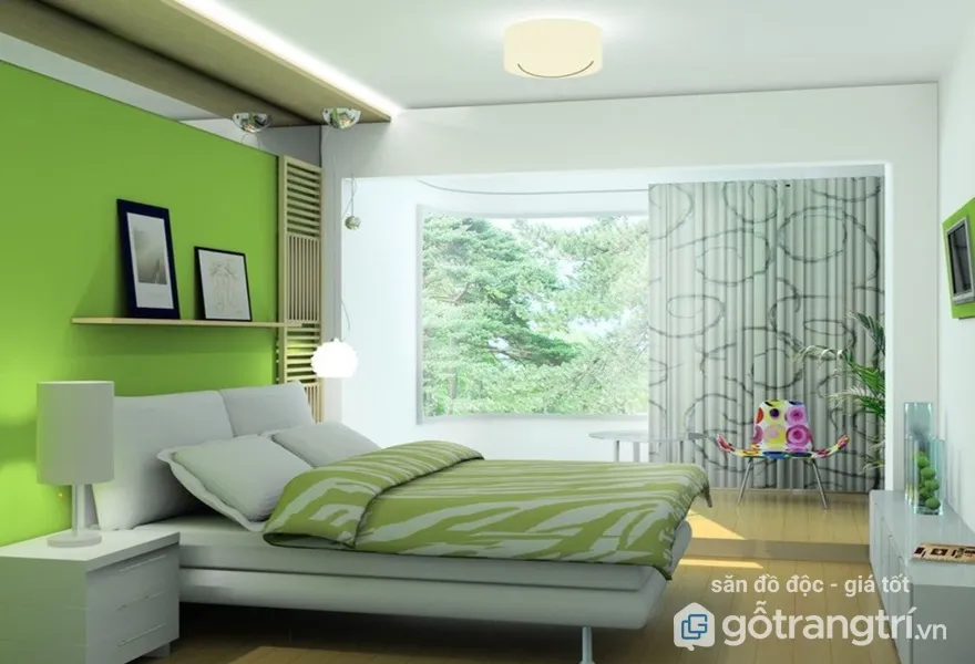 Đối với gia chủ thuộc mệnh Mộc giường ngủ nên phối màu xanh
