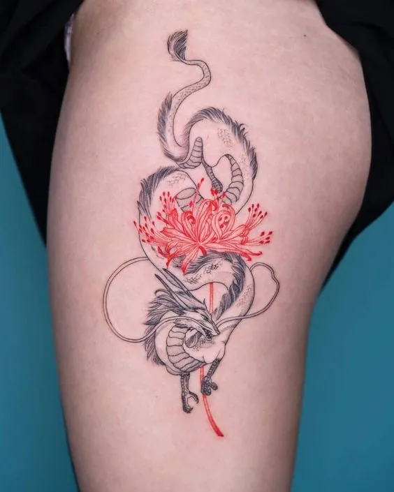 tattoo hoa bỉ ngạn ở chân đẹp
