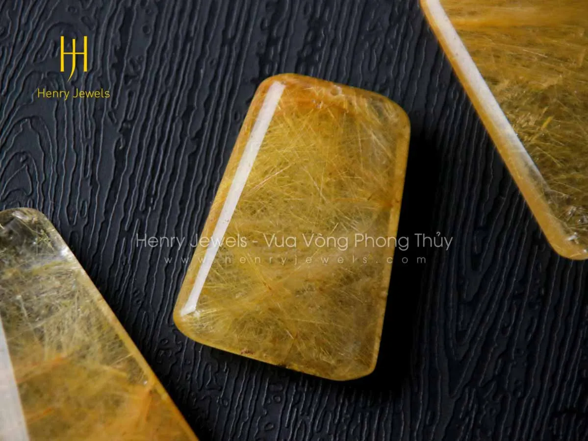 Mặt thạch anh tóc vàng hình thang đơn giản, trang nhã