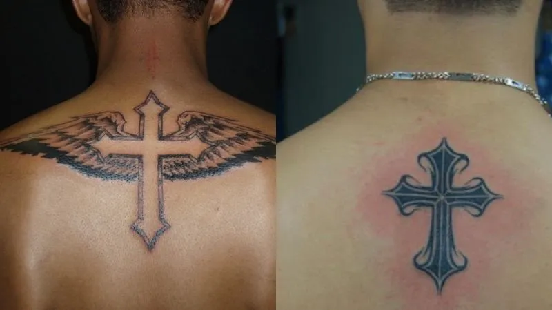 Mẫu hình xăm sau lưng nam này nếu bạn theo đạo Chúa, Cơ Đốc sẽ thích, ý nghĩa của nó là sự bảo hộ