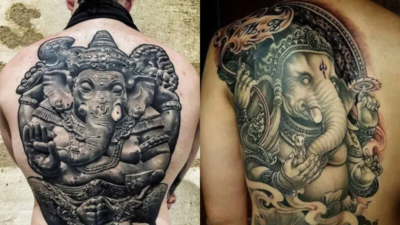 Hình xăm con voi phía sau lưng khá đặc biệt và lạ