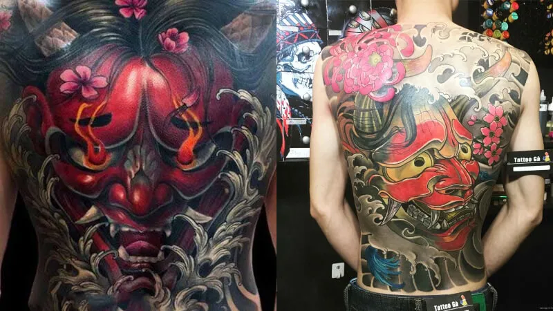 Hình xăm mặt quỷ Nhật trên lưng