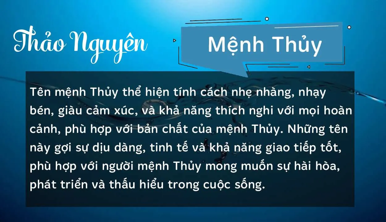 Tên Thảo Nguyên thuộc hành Thủy