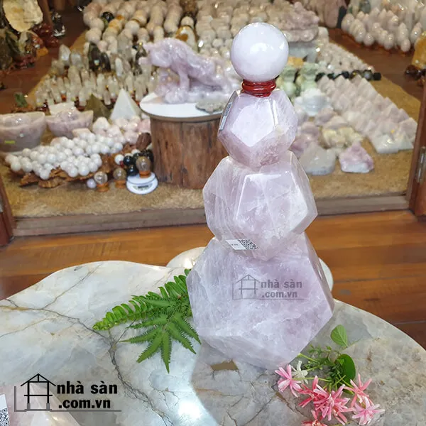 Quả Cầu Đá 12 mặt Thạch Anh Hồng