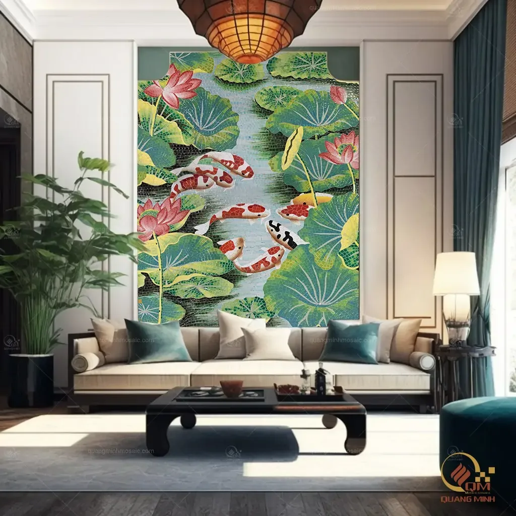 Bức tranh Cửu Ngư Quần Hội mang ý nghĩa sung túc dồi dào cho người mệnh Thủy