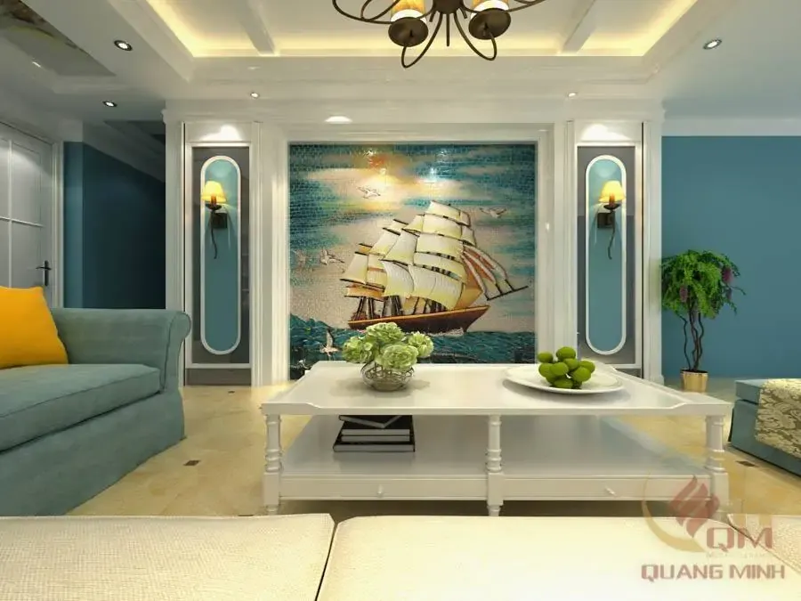 Tranh Phong thủy mệnh Thủy Thuận buồm xuôi gió ốp tường phòng khách mang ý nghĩa thành công