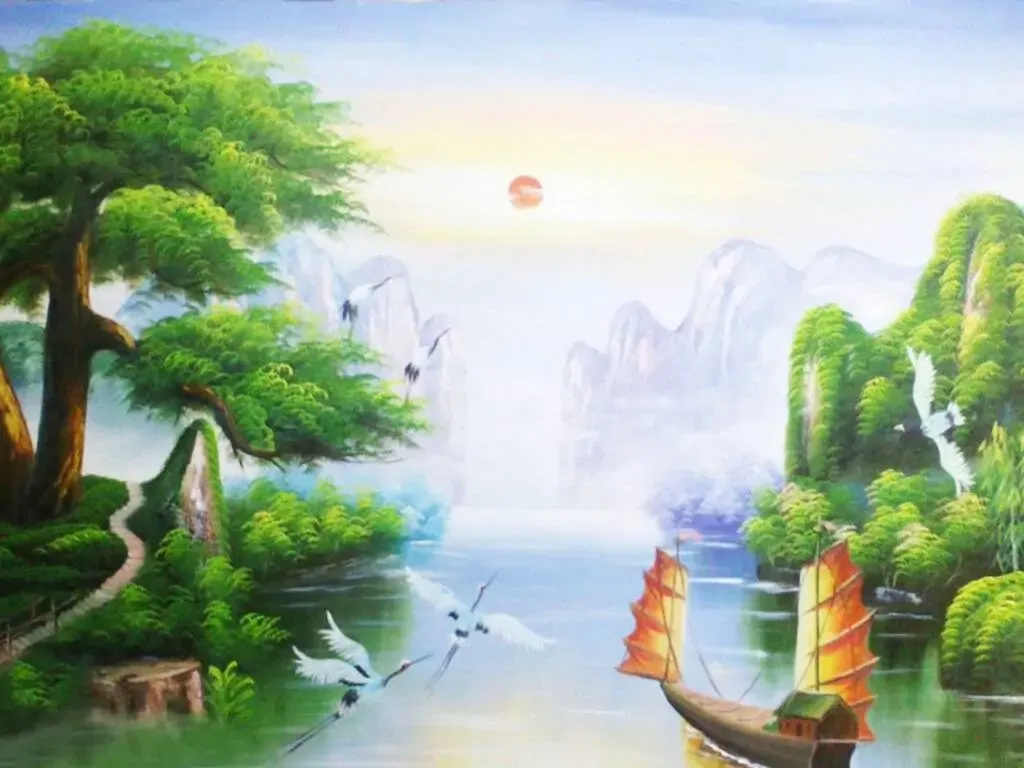 Tranh sông nước hợp mệnh thủy giúp dòng chảy tài lộc luôn hanh thông