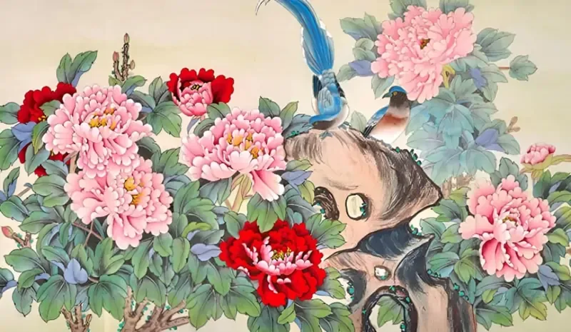 Tranh phong thủy hoa Mẫu đơn tượng trưng cho sự giàu sang và phú quý