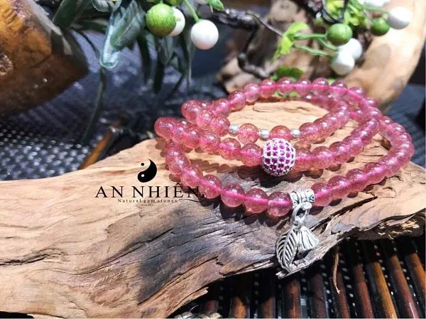 Vòng Đá Thạch Anh Dâu Tây Hồng