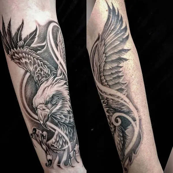 Một mẫu hình xăm đại bàng đầy ấn tượng nơi cánh tay dành cho những ai có cá tính mạnh
