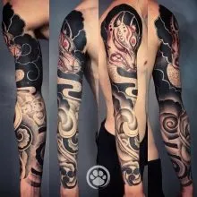 Hình xăm Kitsune phong cách màu nước