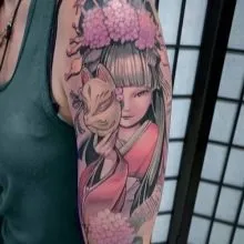 Hình xăm Kitsune với các yếu tố bổ sung