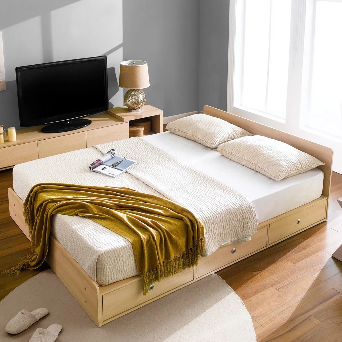 Giường DB007 thiết kế tối giản chuẩn phong cách Hàn Quốc