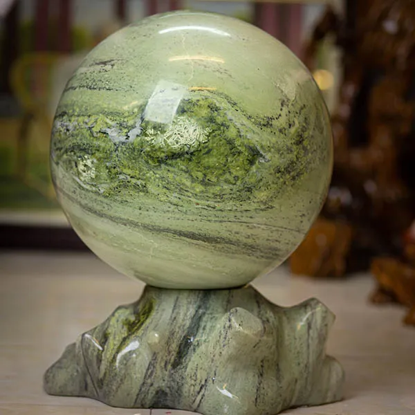 Quả cầu phong thủy đá serpentine