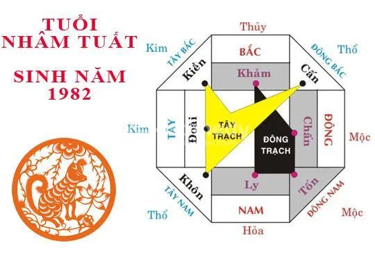 Bảng hướng nhà hợp tuổi 1982 nữ theo Bát Trạch