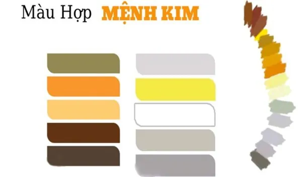Màu sắc tương hợp của mệnh Kim là trắng, vàng, ánh kim, nâu nhạt