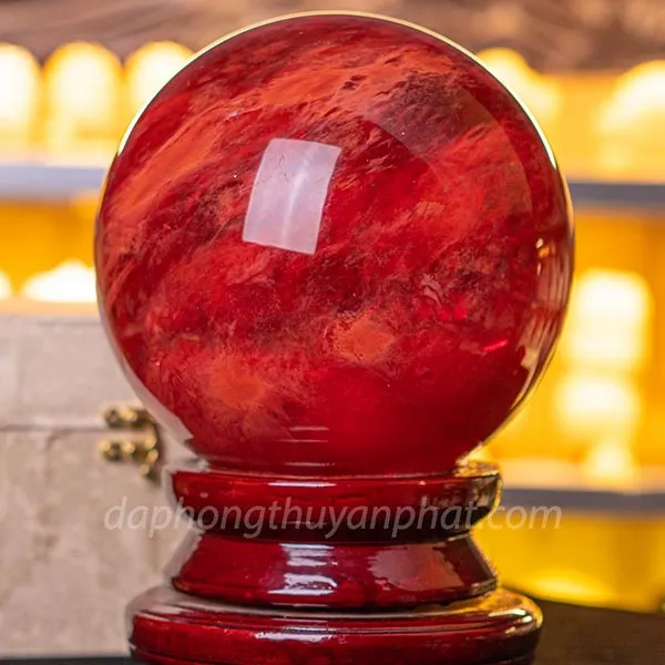 Quả cầu phong thủy đá núi lửa đỏ tại Đá Phong thuỷ An Phát