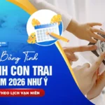Bảng Tính Sinh Con Trai Năm 2026 Như Ý Theo Lịch Vạn Niên