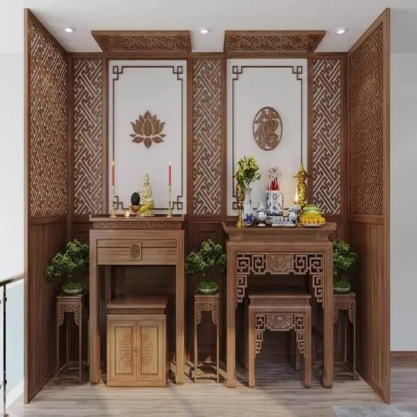 Bàn thờ Phật đặt bên trái theo hướng Thanh Long mang lại sinh khí cho gia đình