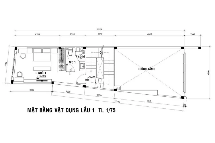 Minh họa thực tế một thửa đất có địa thế 'đầu voi đuôi chuột' gây khó khăn cho gia chủ