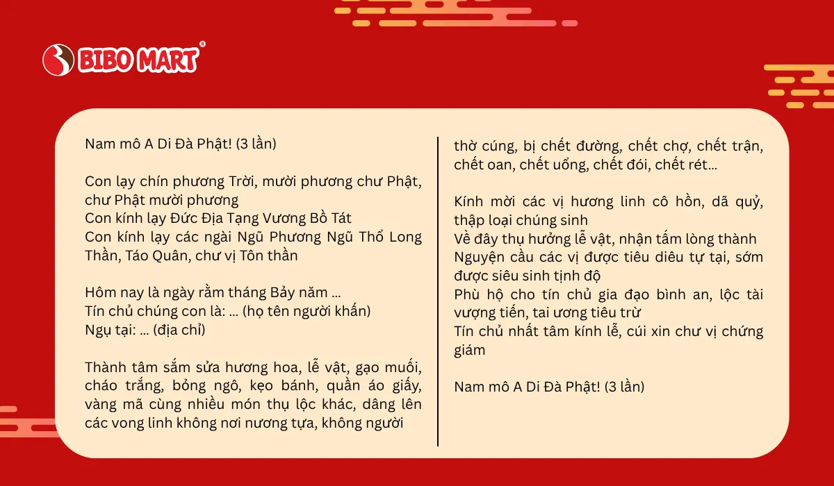 Văn khấn chúng sinh rằm tháng 7 ngoài trời