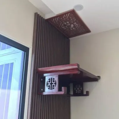 Bàn thờ treo 89cm gỗ sồi chân thang BTT79