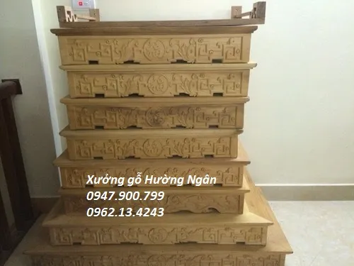 Bàn thờ treo tường gỗ Mít đục chiện chữ phúc BTT262