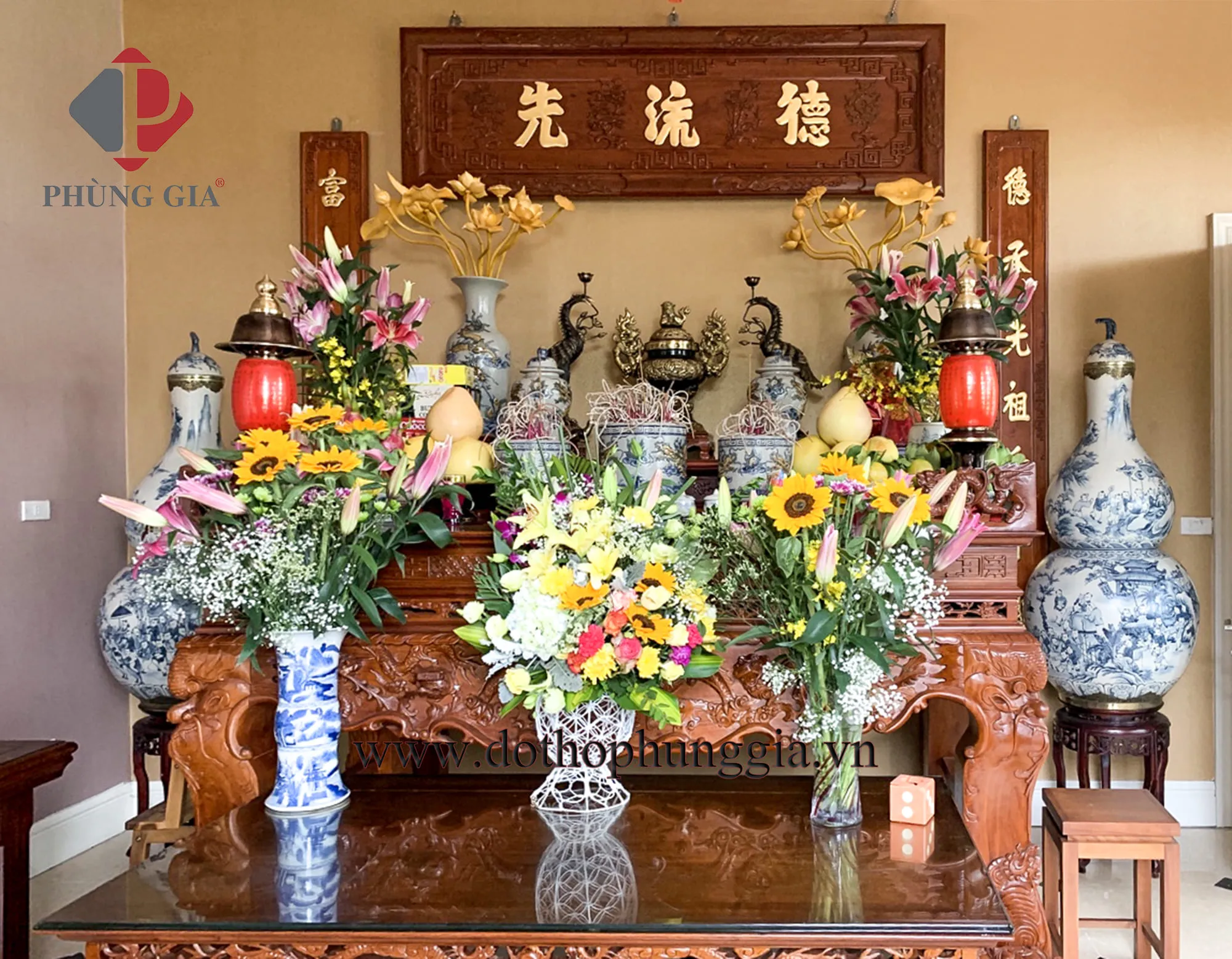 Bộ đồ thờ gốm sứ Bát Tràng cao cấp