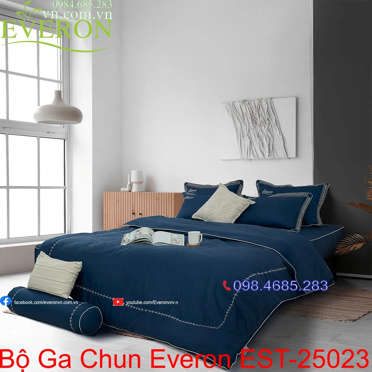Chăn ga màu xanh dương cho gia chủ mệnh Thủy