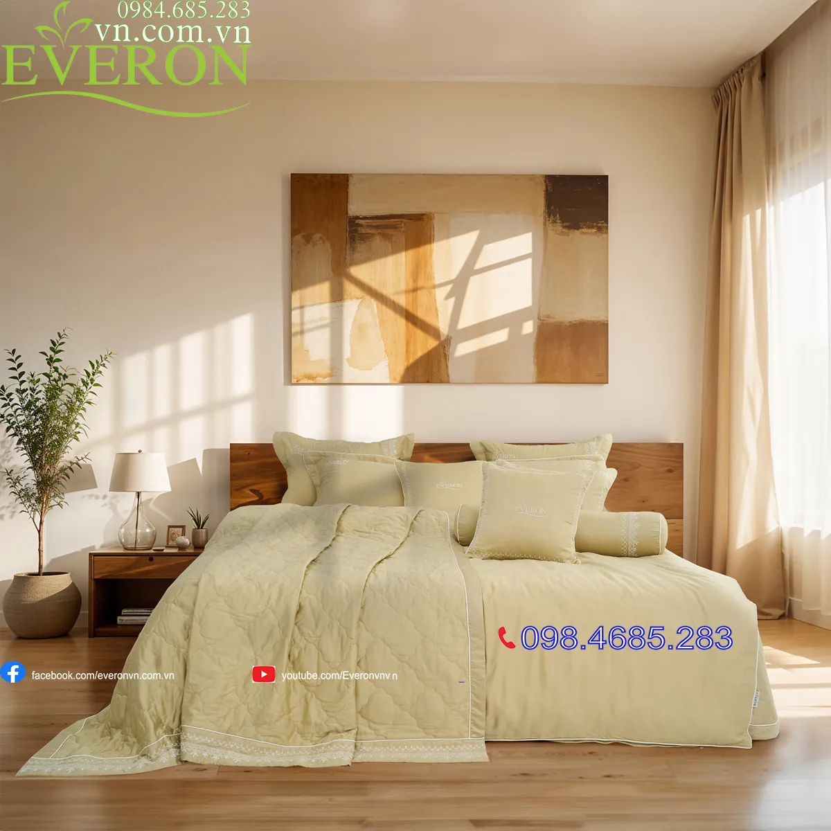 Mẫu chăn ga màu vàng kim cho mệnh Kim