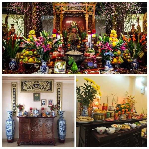 Mẫu bình hoa sen gỗ trang nghiêm bổ trợ cách sắp xếp hoa quả trên bàn thờ