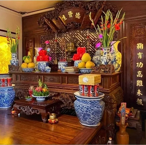 Sơ đồ vị trí cách sắp xếp hoa quả trên bàn thờ theo Đông Bình Tây Quả