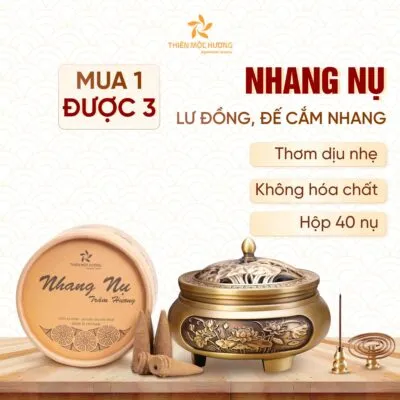 Combo Nhang Nụ 12 Năm Loại Thường Kèm Lư Đồng Xông Trầm
