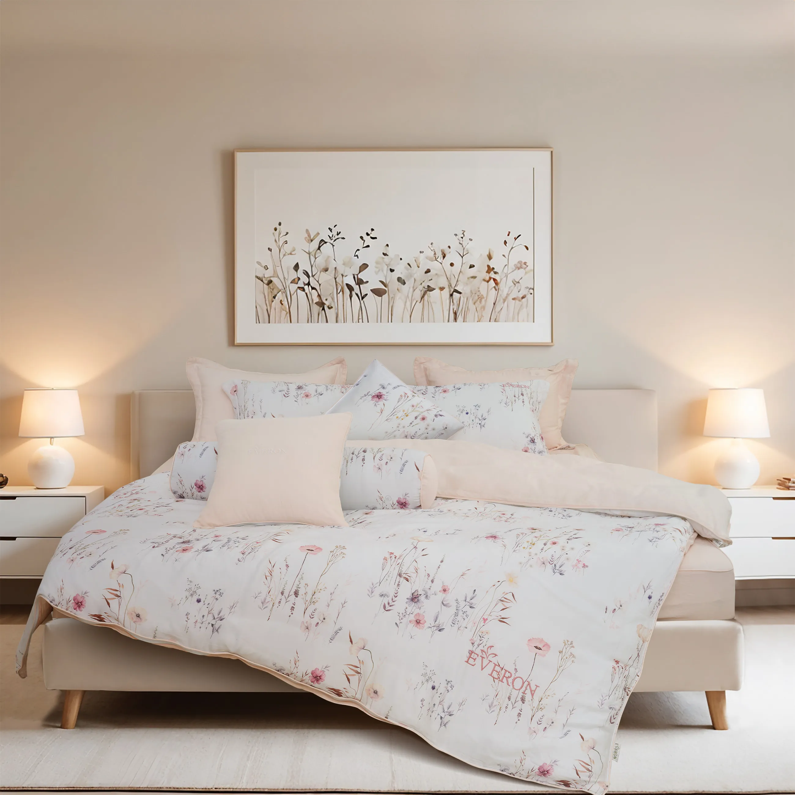 Bộ chăn ga màu hồng