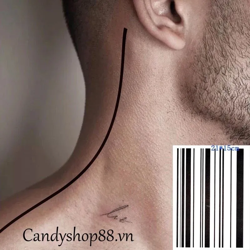 Hình xăm đường thẳng đen cổ tay tối giản