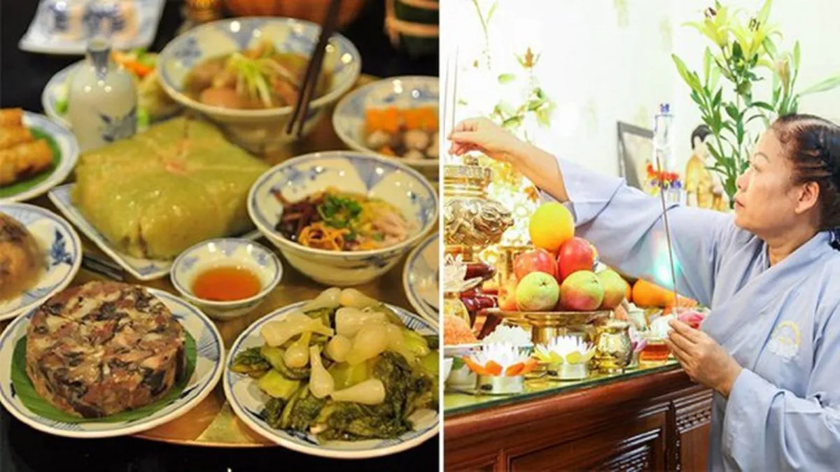 Mâm lễ chay cúng Phật rằm tháng Giêng với các món ăn thanh tịnh