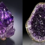 Cụm tinh thể thạch anh tím tự nhiên từ mỏ Brazil với màu tím đậm đặc trưng