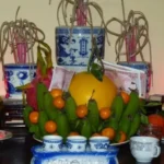 Mâm lễ cúng rằm mùng một với hương hoa trái cây