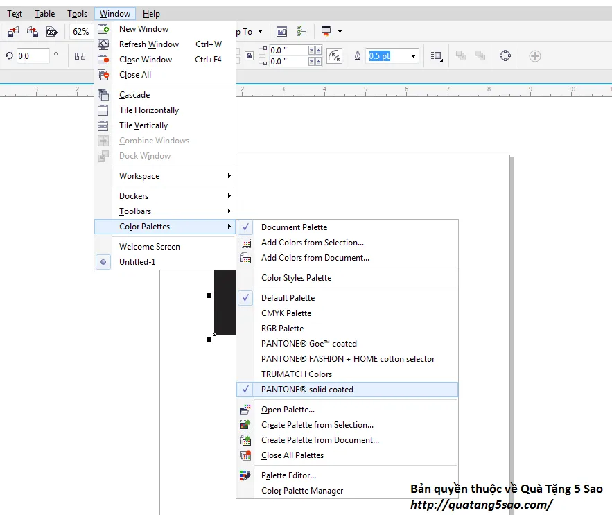 Thiết Kế Vòng Tay Cao Su Hợp Mệnh Đón Tài Lộc 2026 19 Hướng dẫn tìm chọn bảng mã màu Pantone Solid Coated trên giao diện phần mềm thiết kế chuyên dụng Corel Draw