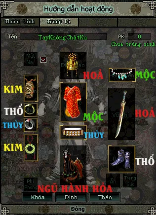 mặc đồ ngũ hành Vũ Khí hệ Hỏa