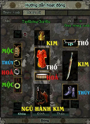 mặc đồ ngũ hành Vũ Khí hệ Kim