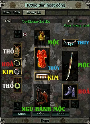 mặc đồ ngũ hành Vũ Khí hệ Mộc