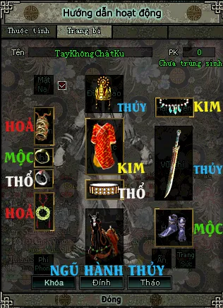 mặc đồ ngũ hành Vũ Khí hệ Thủy