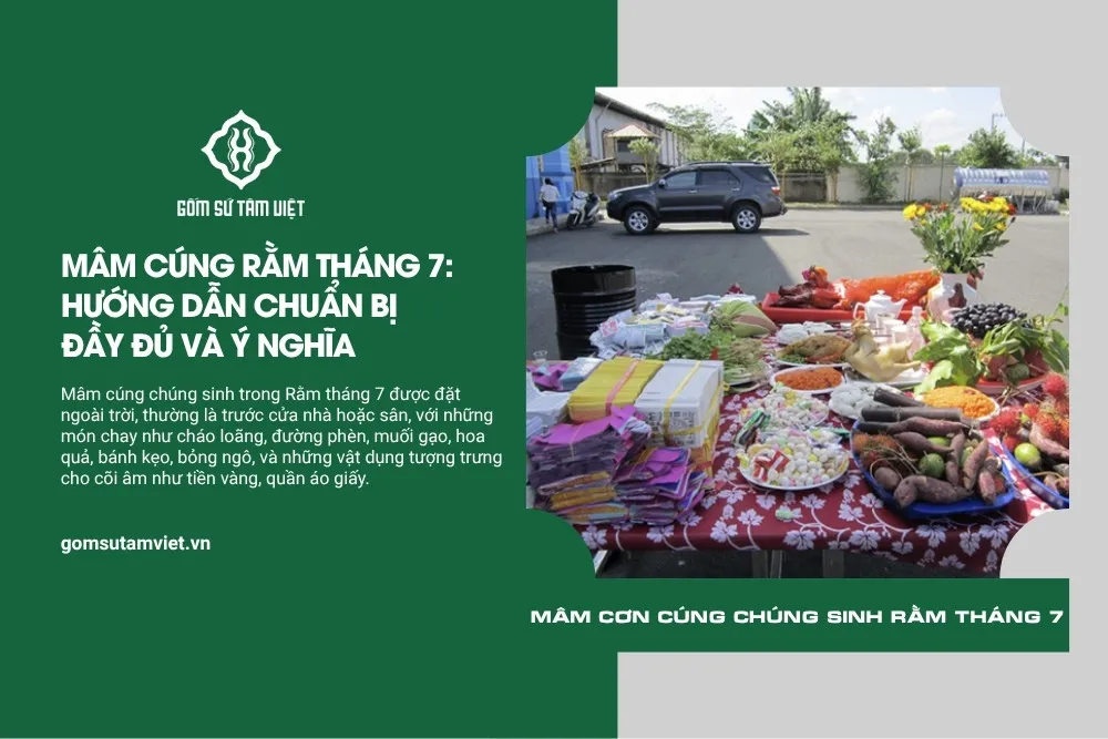 Mâm cúng chúng sinh ngoài trời dịp Rằm tháng 7