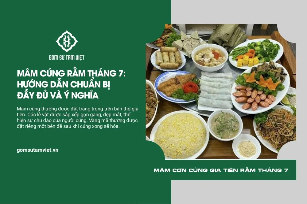 Mâm cơm cúng gia tiên Rằm tháng 7 ấm cúng