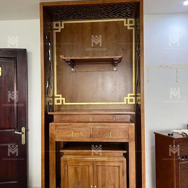 Bàn thờ gỗ đẹp có ngăn kéo tiện lợi cho lễ cúng
