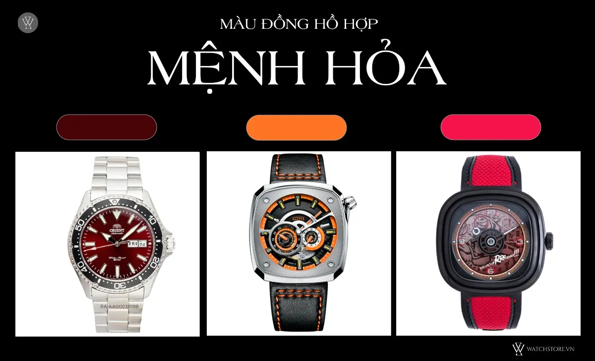 màu đồng hồ hợp mệnh Hỏa