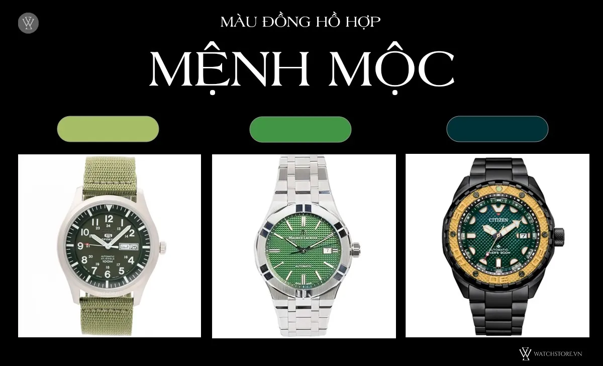 Các mẫu đồng hồ và vòng tay màu xanh hợp người mệnh Mộc