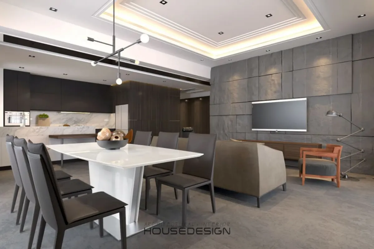 Thiết kế nội thất phong cách hiện đại với gam màu xám chủ đạo